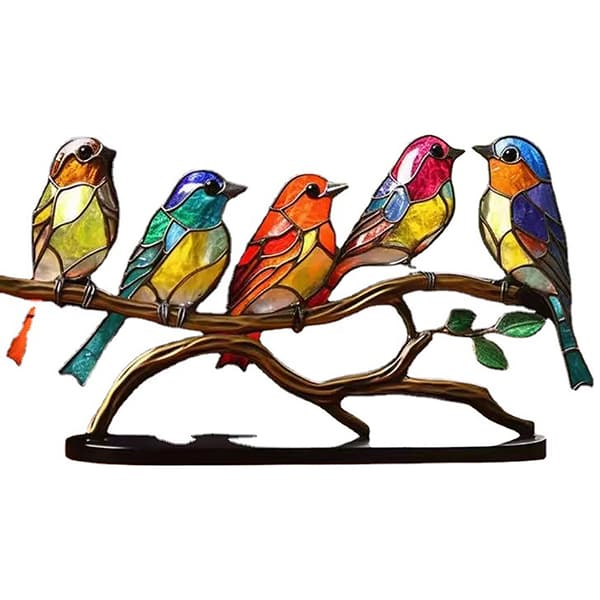 1 PC farvede akrylfugle på grende skrivebordsdekorationer Acrylic facing3 Bird