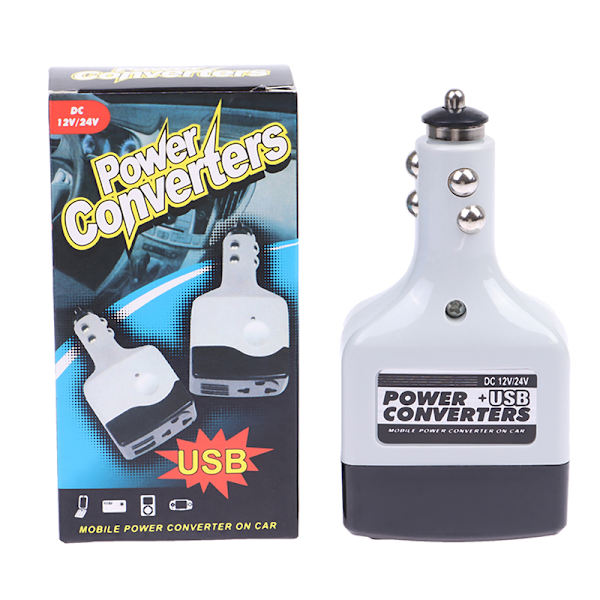 USB bilstrømomformer DC 12/24V til AC 220V inverter for telefon