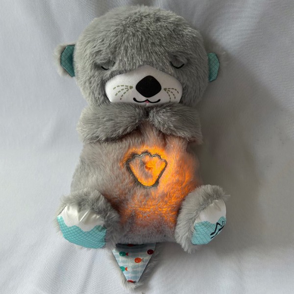 Andningsplyschleksak med ljus och ljud Nyfödd leksak Gray