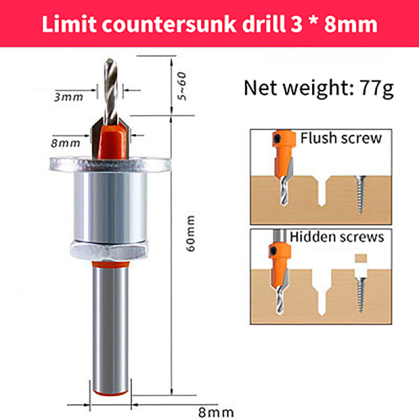 Säädettävä Router Core Limiter metalliseosporanterät Poraus type-A3
