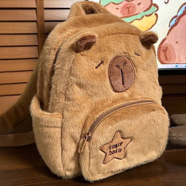Sarjakuva Capybara Laukku Täytetty eläin casual reppu