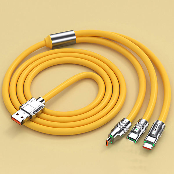 3in1 6A 120W USB Typ C-kabel för belysning USB A till typ-C Yellow