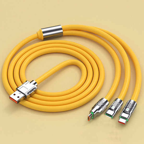 3in1 6A 120W USB Type C -kaapeli valaistukseen USB A - Type-C Yellow