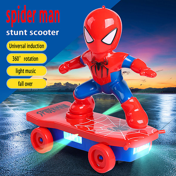 Spiderman Automatic Flip Rotation elektriske scootere legetøj Red