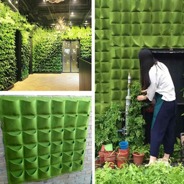 Grøn Vertical Hanging Garden er Blomsterpotter Taske Vægmontering Han as the picutre Small
