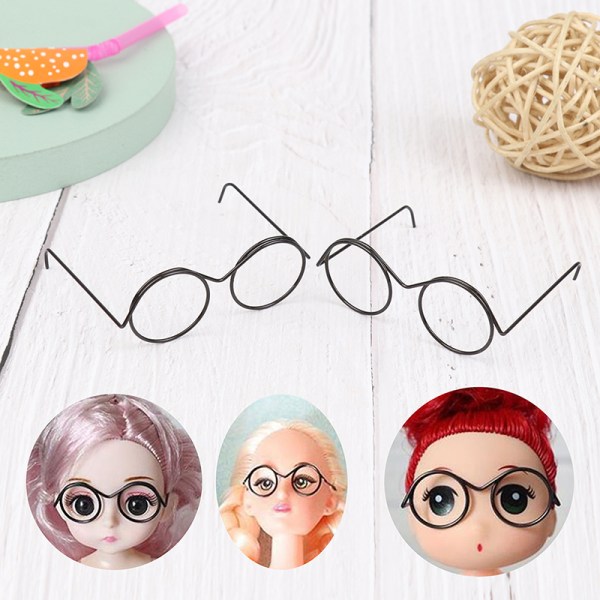 1/2/5/10 kpl muoti pyöreä kehys linssitön Retro Cool Doll Glasse 10Pcs