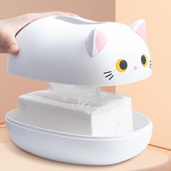 Kawaii Cat Tissue Box Kjøkken Serviett Oppbevaringsboks Wc Papir Conta Black