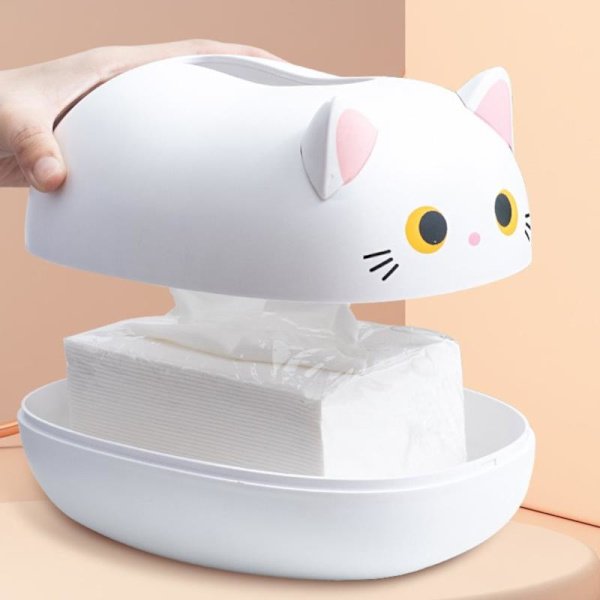 Kawaii Cat Tissue Box Køkken Serviet Opbevaringsboks Wc Papir Conta Black