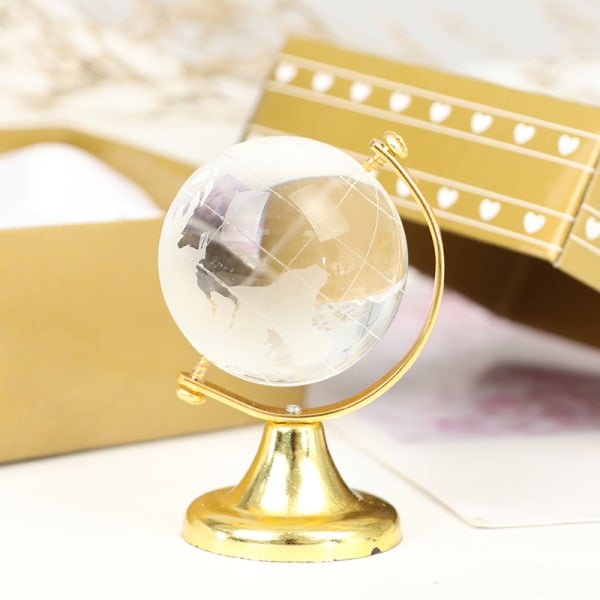 Guldstativ Crystal World Globe Heminredning Brithday Gift W