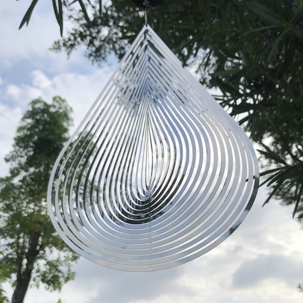 Beating Wind Spinner Rustfrit stål Roterende Wind Chime Bell Silver 30*20cm