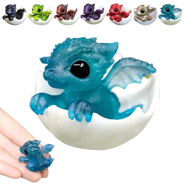 Nyfødt drage i egg 3D kunst drage statue liten miniatyr A4