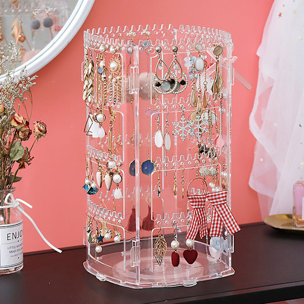 360 Roterande Halsband Organizer Smycken Örhänge Display Stand one size
