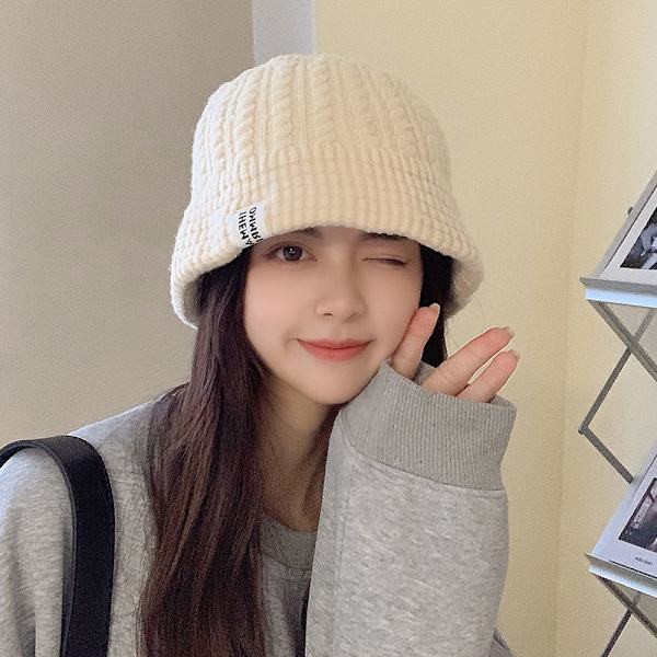 Naisten Winter Bucket Hat Lämmin Villa Neuloa Fisherman Cap Gray