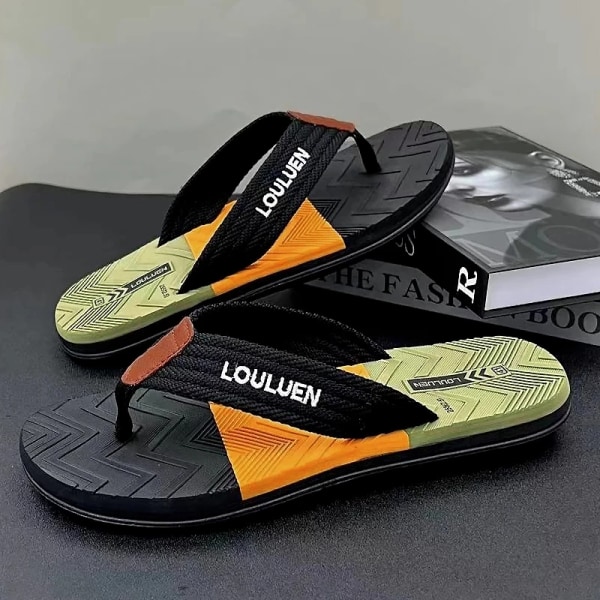 Sommarmode flip flop män halkfria utomhus flip flops Black SIZE-39