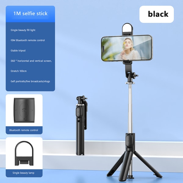 Selvudløser Bluetooth kamera Stativ bærbar black 1 light
