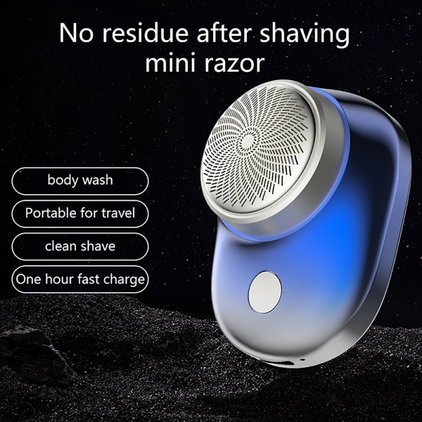 Kraftig Storm Shaver for menn Mini bærbar elektrisk barbermaskin Blue