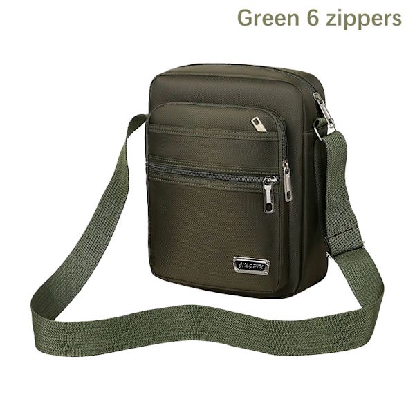 Axelväskor Resor Casual Förvaring Axelväska Messenger Bags Green 6 zippers