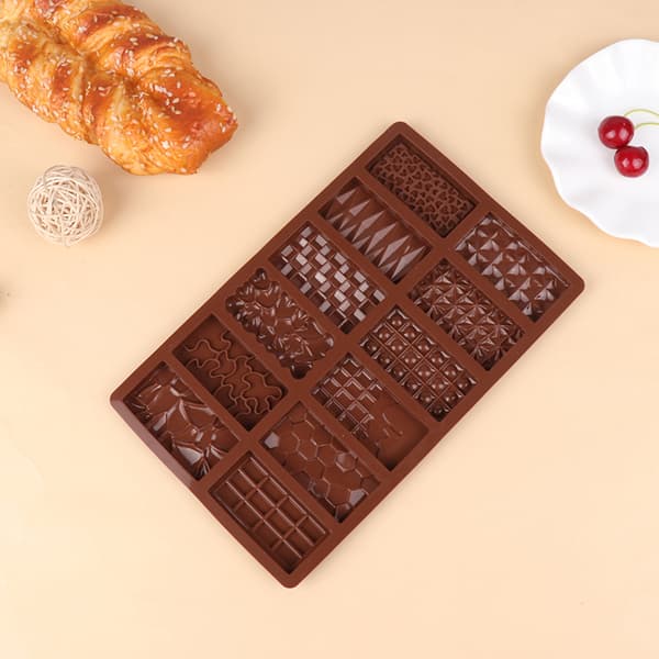 1Pc 12 Cavity Silikonsjokoladeformer DIY Brown