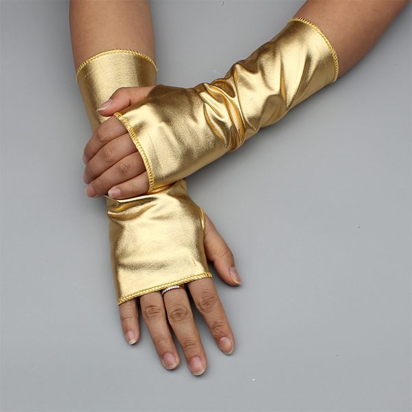 Modehandsker Korte handsker Gloss Læder Dress Up Handsker Silver