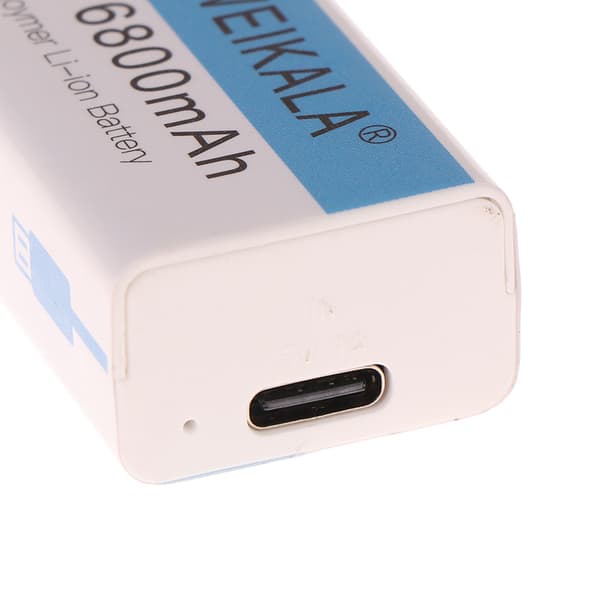 9V 6800mAh Li-ion Oppladbart Batteri Med USB Ladekabel For one size