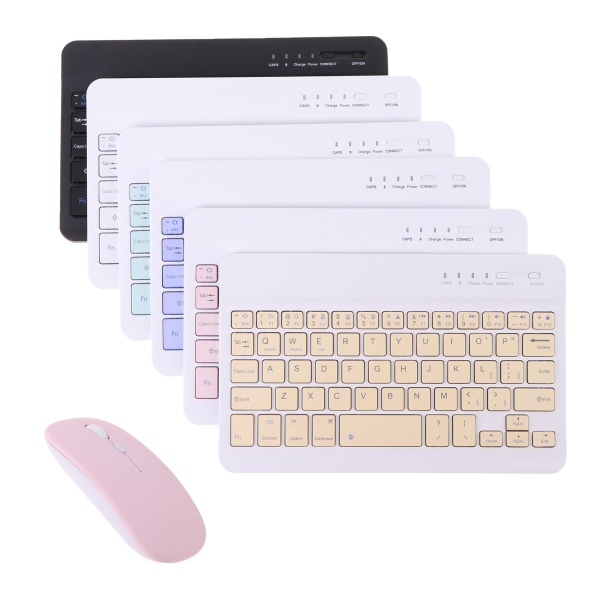 Trådløst tastatur, nettbrett, Bluetooth-tastatur og mus Pink