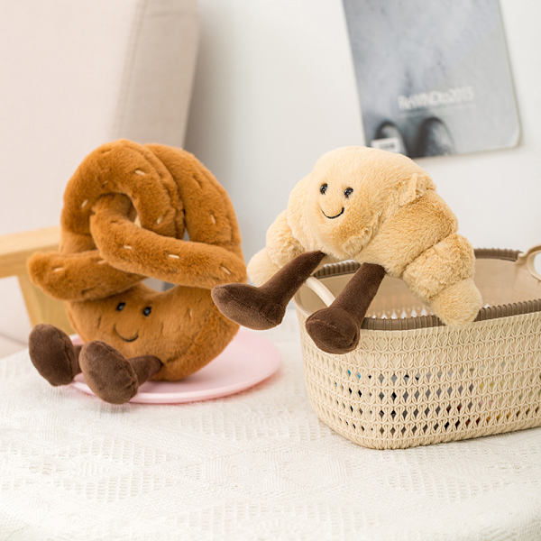Mjuk tecknad Pretzel Crossant Toast Bröd Doll Plyschleksak A3