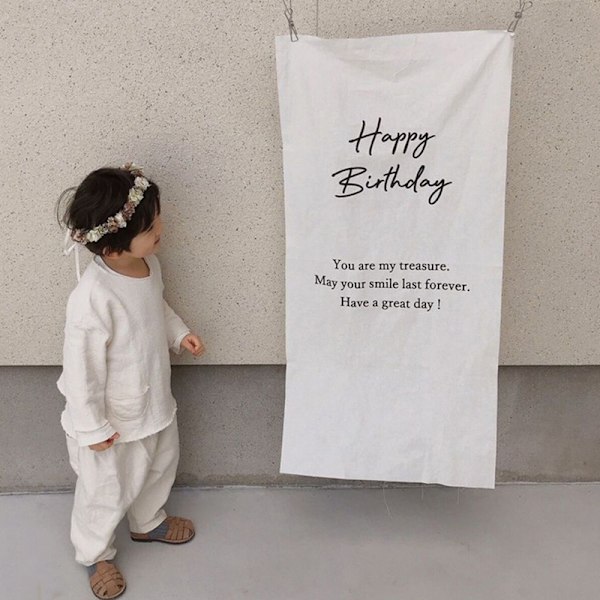Happy Birthday Riippuva kangas lastenhuoneen syntymäpäiväsisustus 45*90cm