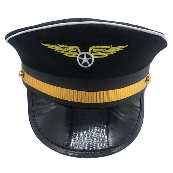 Kaptajnhatte Festkostume Kaptajnflyvehat Black
