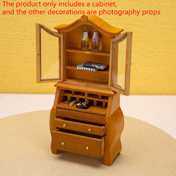 1:12 Dukkehus Miniature Bogreol Vitrineskab Opbevaringsskab