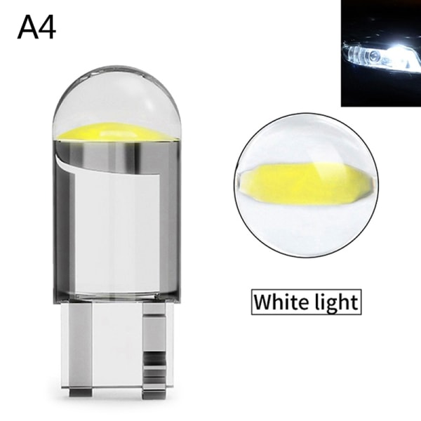 10X nyeste LED W5W T10 Cob glas bilpærer bil og lastbil Univer White