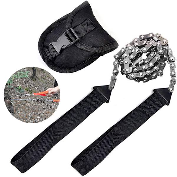 Pocket Chainsaw Emergency Survival Manual Steel Rope Chain Saw Black