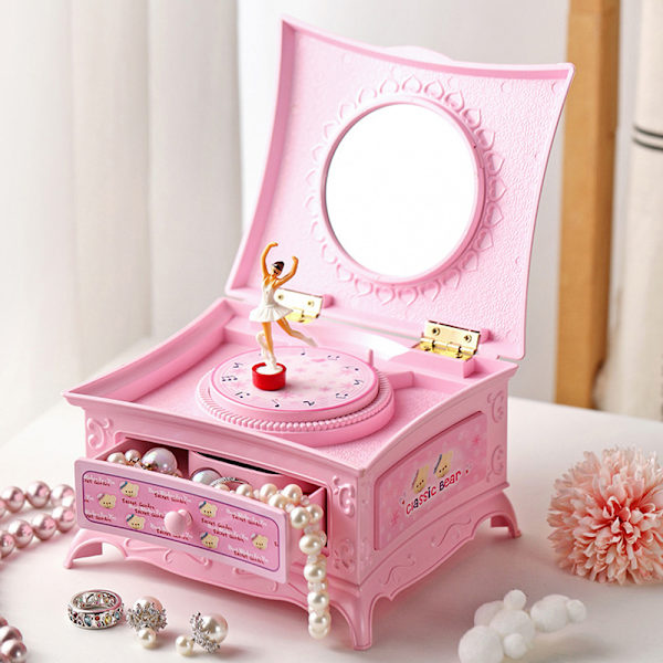 Klassisk roterande dansare Ballerina Music Box Smycken Organizer Gold