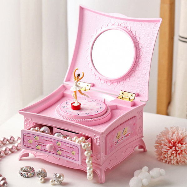 Klassisk roterende danser Ballerina Music Box smykker Organizer Red