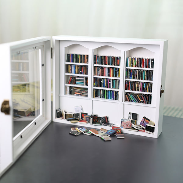 Miniatyrbibliotek Anti-Bokhylla Trä Miniatyr Prydnad Dockhus A