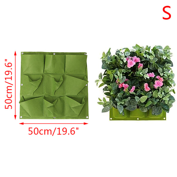 Grøn Vertical Hanging Garden er Blomsterpotter Taske Vægmontering Han as the picutre Small