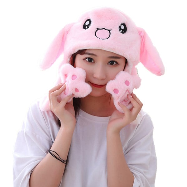 1 Stk Glowing e Bunny Ears Hat Øre Moving Bunny Hat Toy Pink