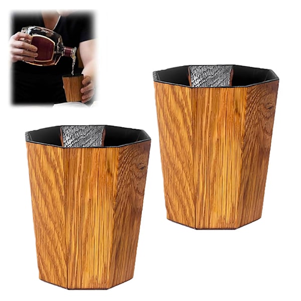Cocktailkopp i trä Whiskeykopp Vintage Dricksglas Multifunktionell 2pcs