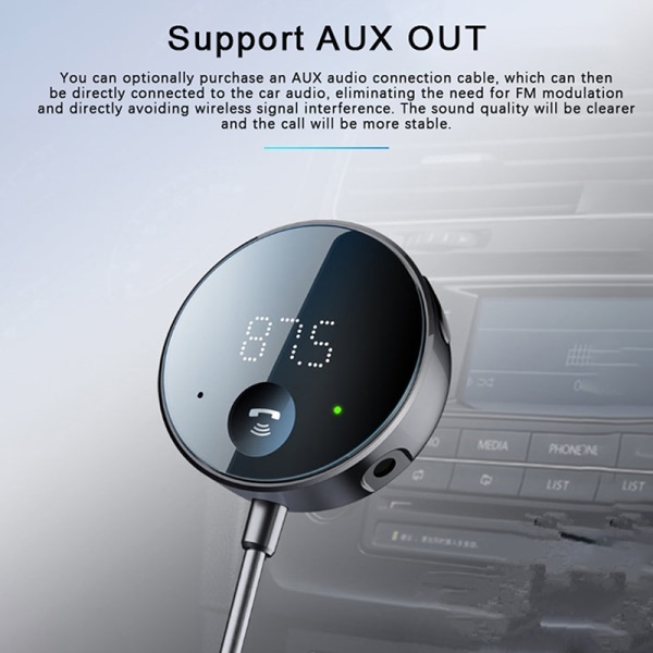 Bluetooth 5.0 Bil o Sender Trådløs FM-sender Black