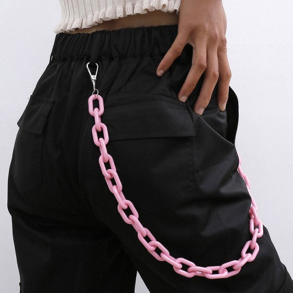 Mote Punk Hip-hop Akryl Belte Midje Kjede Bukser Jeans Key C Pink