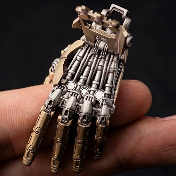 Mekaaninen bioninen käsi -riipus, liikkuvat sormet, robottikäsi-kaulakoru A2