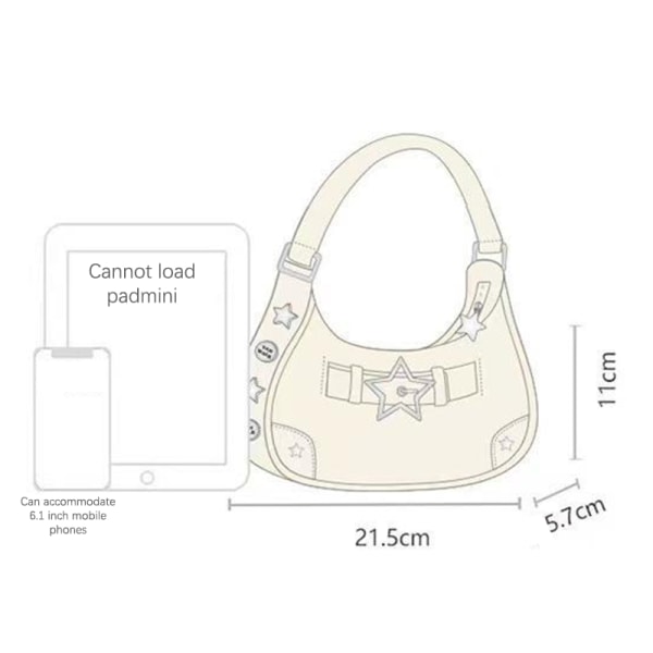 Star Buckle -käsilaukut naisille Muoti olkapäälaukku kainalossa White 20f2  | White | Fyndiq