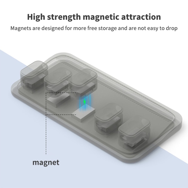 Magnetisk skrivebordsorganiseringskabelclips grey