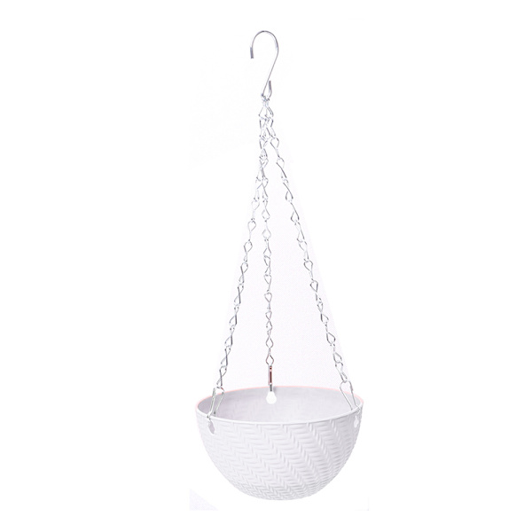 Balkon Kæde Ophæng ers Urtepottekurv Imiteret Rattan Vi White
