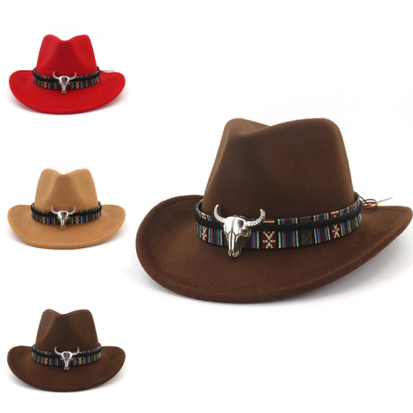 Cowboy-hattu Stetson Style Fedora Summer Wide Lim Cap Coffee