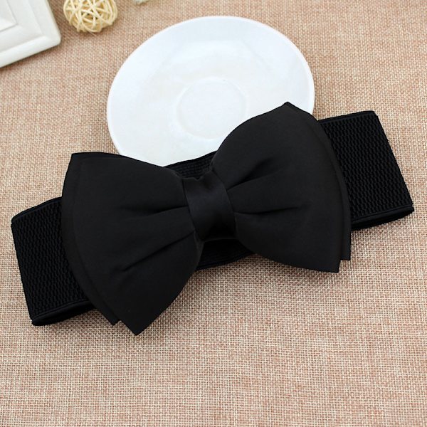 Naisten Bowknot Stretch Bukle -vyötärönauhamekkotarvikkeet Black
