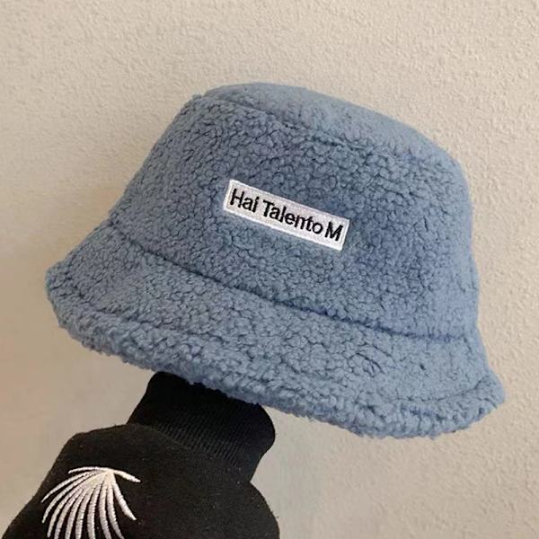 Lammeuld Bøttehat Vinter Varme Hatte Lady Flat Top Cap Blue