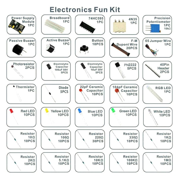 DIY Electronics Components Kit 830 Tie-point Breadboard för Ard