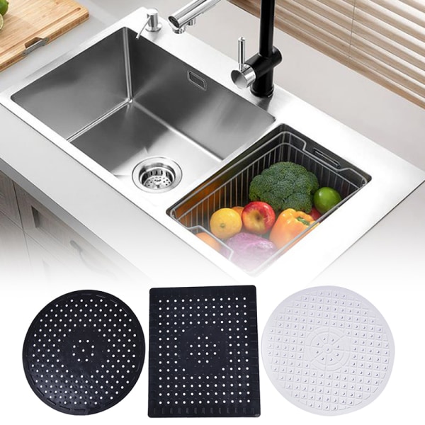 Sink Mat Kumi Astian Mat Drainer Liukumaton Sink Protector Liner Square white