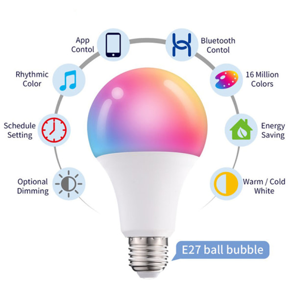 15W Blue-tooth Control Smart glödlampa White onesize