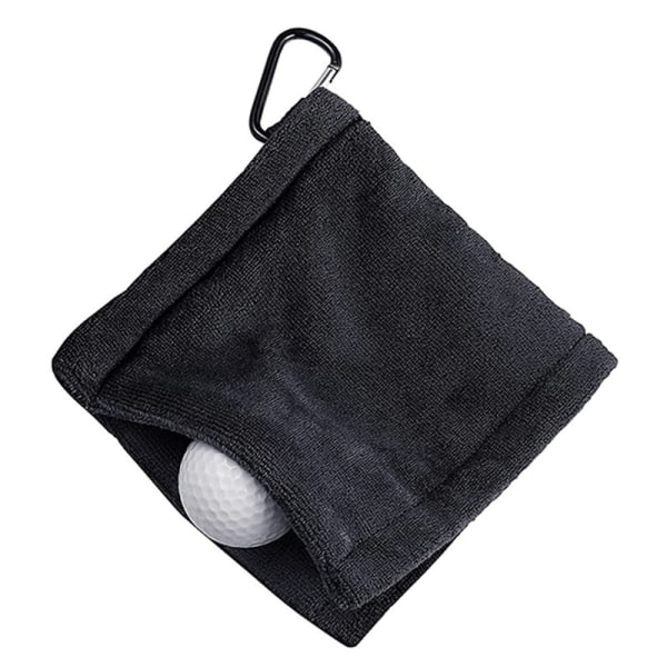 Golfhåndklær Utendørs golfball rengjøringshåndklær med krok Black